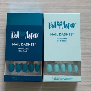 Red Aspen Nail Dashes - London Turquoise & Silver Blue